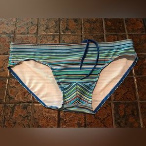Todd Sanfield vibrant blue striped swim brief - size M (32) -NWOT
